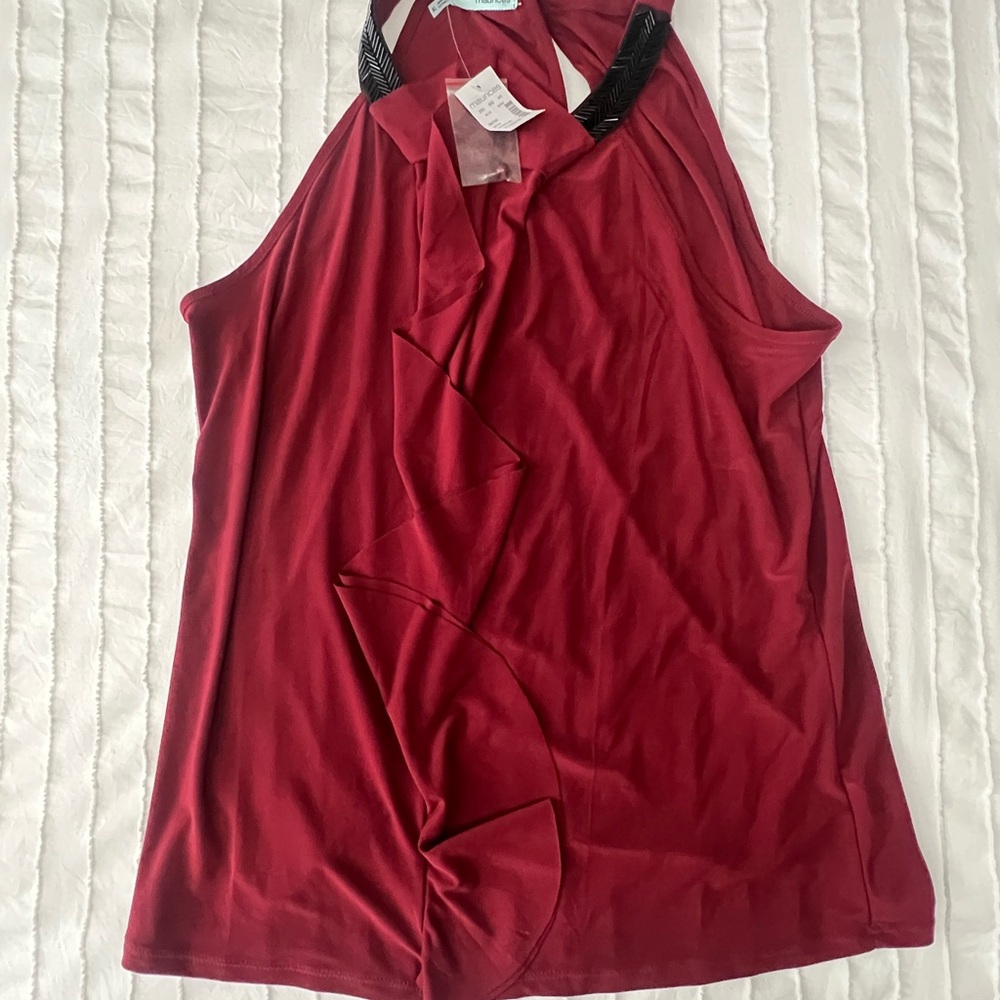 Maurices Red Sleeveless Blouse with Black Trim